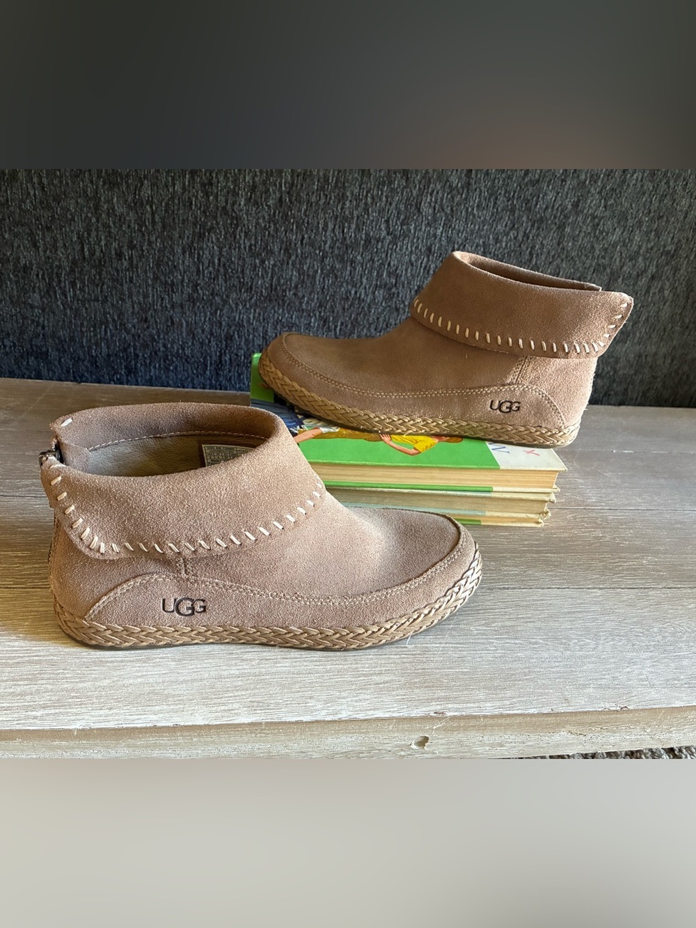 Women’s UGG Varney Tan Suede Ankle Boots Moccasins